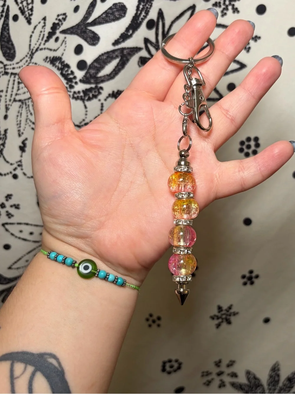 Handmade Beaded Pointed Tip Keychain Self Defense Accessory Bag Charm Gift